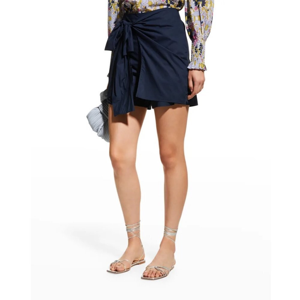 NWT New $225 Rebecca Taylor Blue Cotton Poplin Skort Size 00